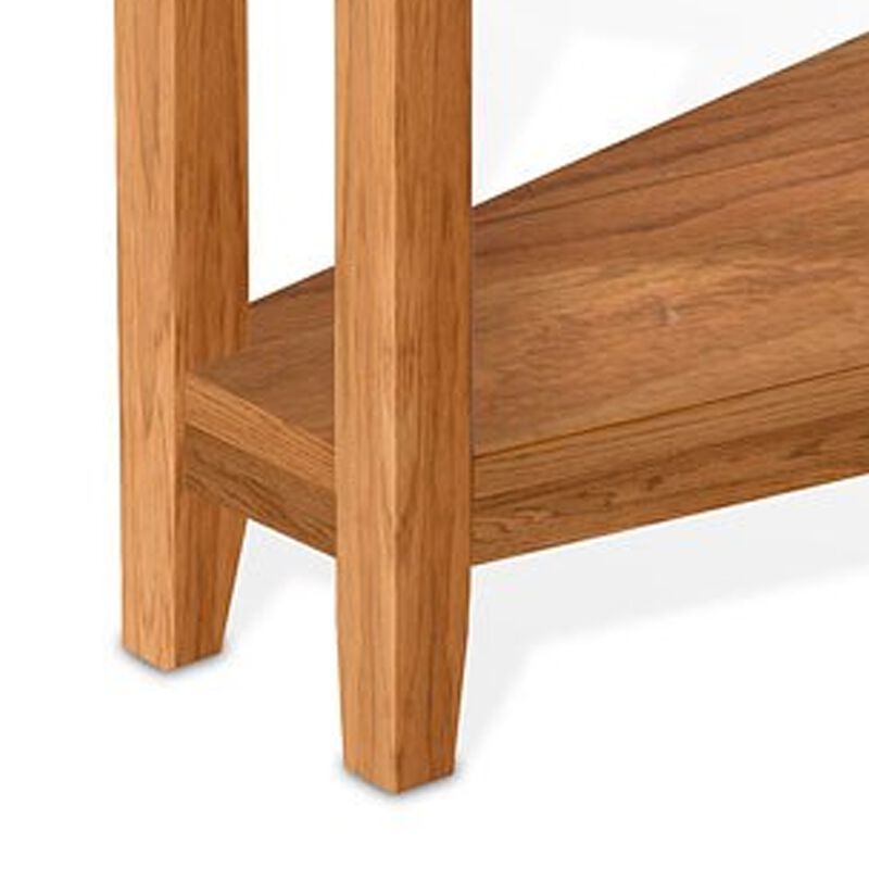 Marv Chairside Table, Shelf, 24 Inch Angled Oak Brown Mahogany Wood - Benzara
