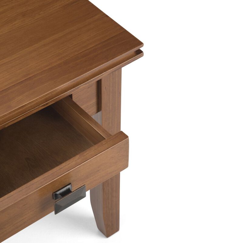 Simpli Home Artisan Solid Wood End Table In Honey Brown