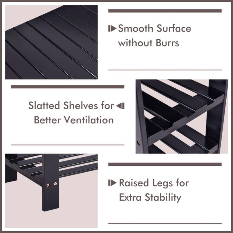 Hivvago 3-Tier Bamboo Shoe Bench Holds up to 6 Pairs for Entry