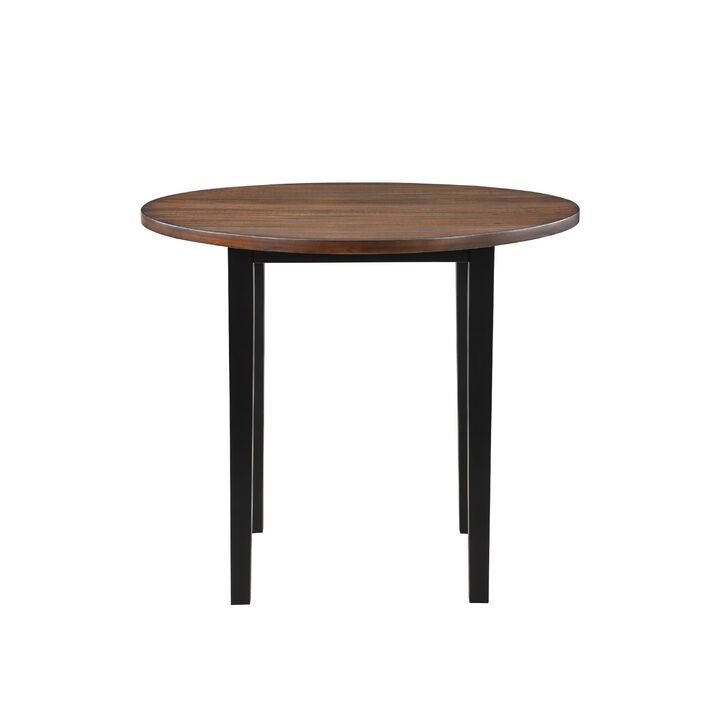 Jeremy 42 Inch 5 Piece Round Counter Table Set with Fabric Seat, Brown and Black - Benzara
