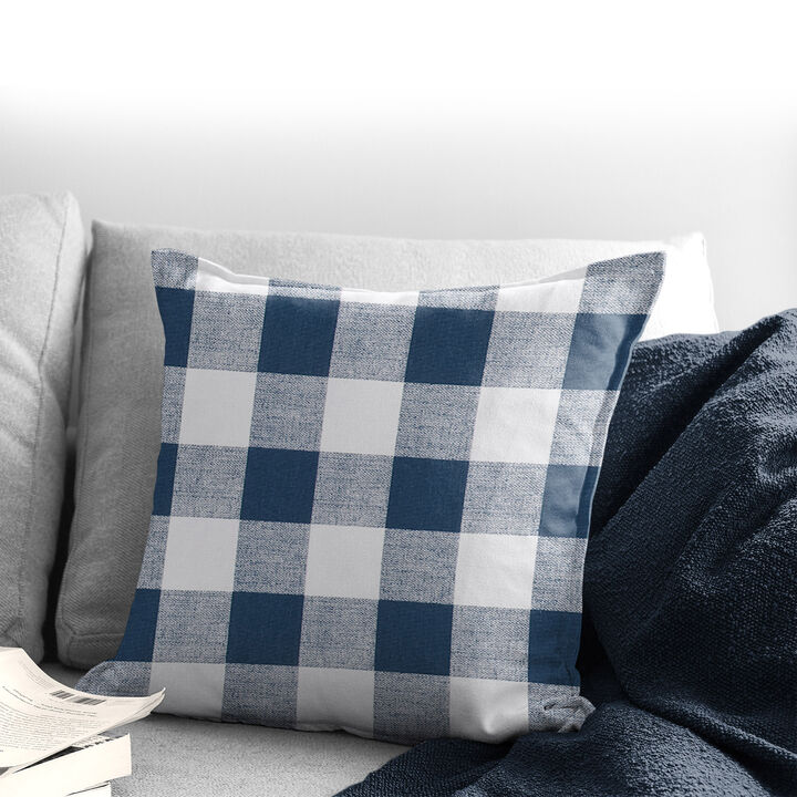 6ix Tailors Fine Linens Lumberjack Check Indigo/White Decorative Throw Pillows