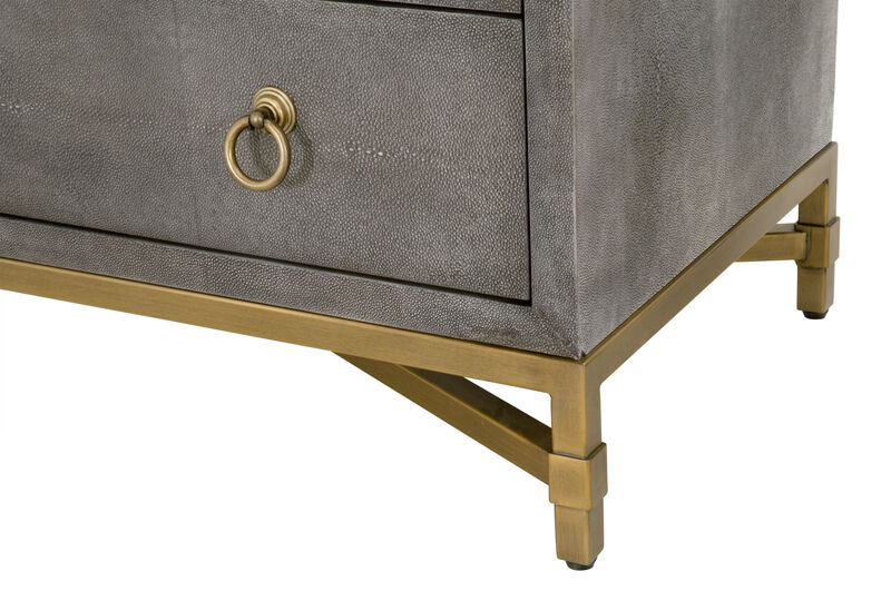 Gray Shagreen 3-Drawer Nightstand