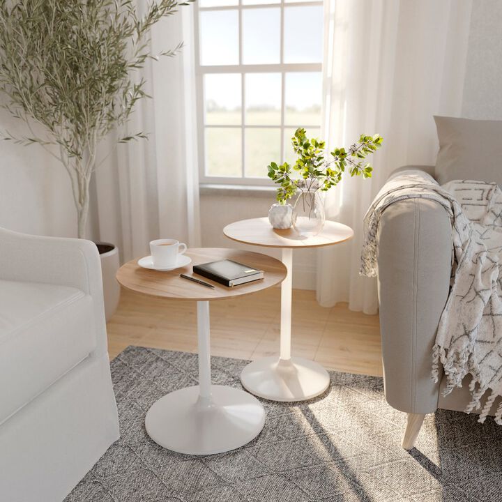 Jofran Remy Solid Wood and Iron Modern Pedestal Accent Tables (Set of 2)