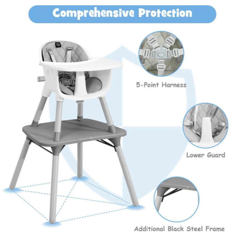 Hivvago 4-in-1 Baby Convertible Toddler Table Chair Set with PU Cushion