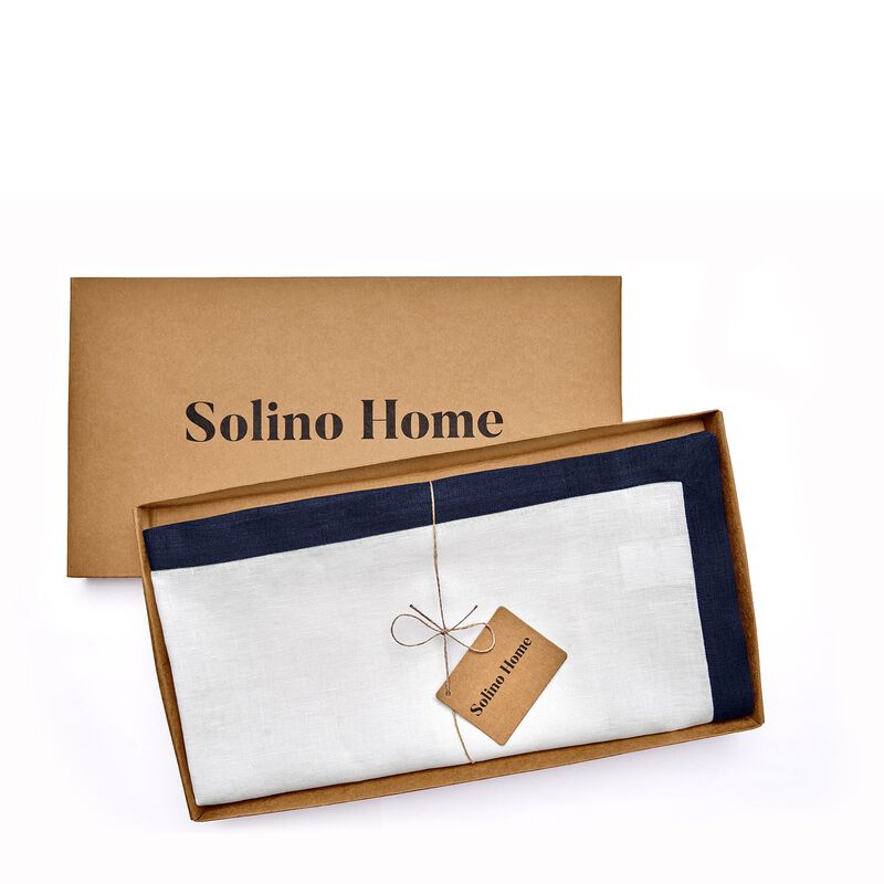 Solino Home 100% Pure Linen Table Throw 52 x 52 Inch | Classic for Thanksgiving, Christmas