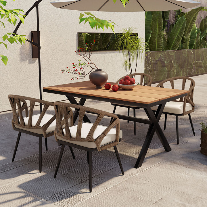 Merax Contemporary Outdoor Seating Chairs Table Set