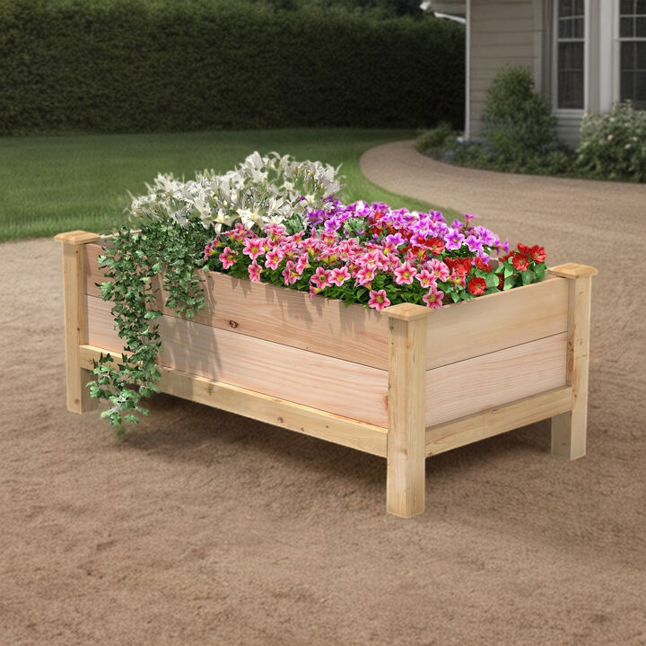 QuikFurn Farmhouse 24-in x 48-in x 19-in Cedar Elevated Victory Garden Bed