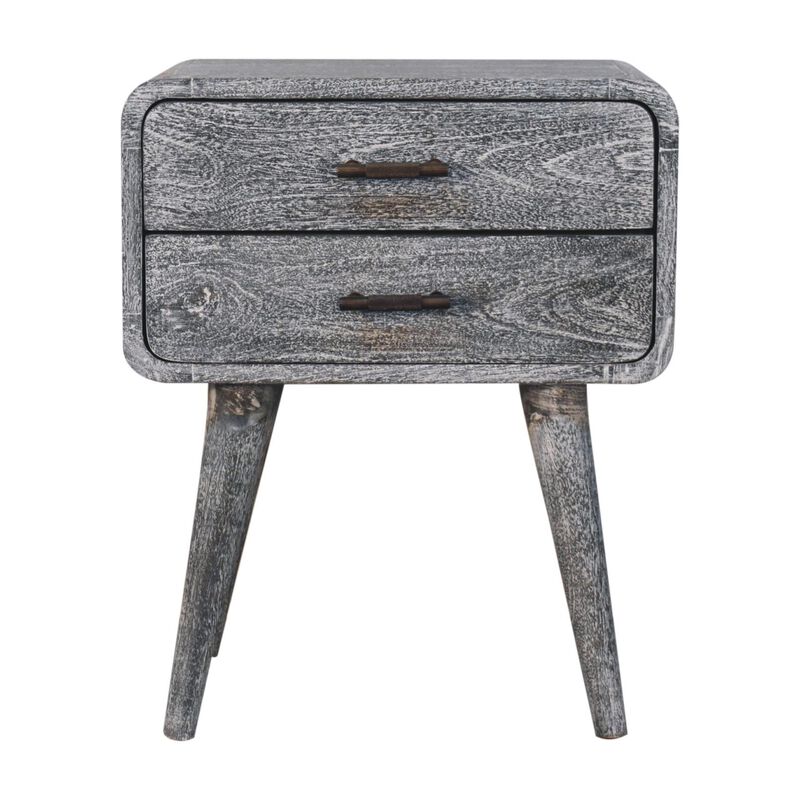 Artisan Furniture Solid Wood Sandblasted Ash Curved Bedside