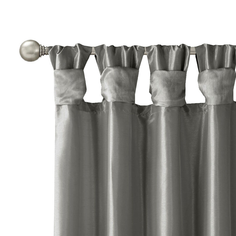 Gracie Mills Elroy Twist Tab Lined Faux Silk Window Curtain Panel - 50x108"