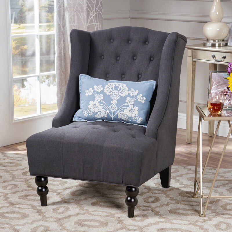 Luxurious Diamond-Tufted Wingback Club Chair for Refined Comfort
