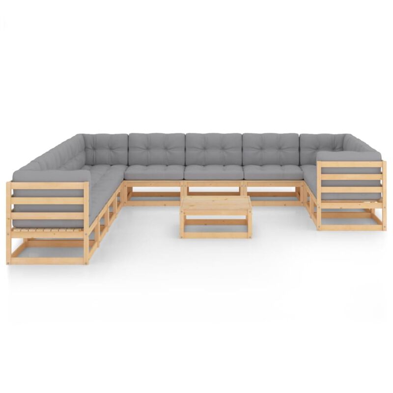vidaXL 12 Piece Garden Lounge Set with Cushions Solid Pinewood