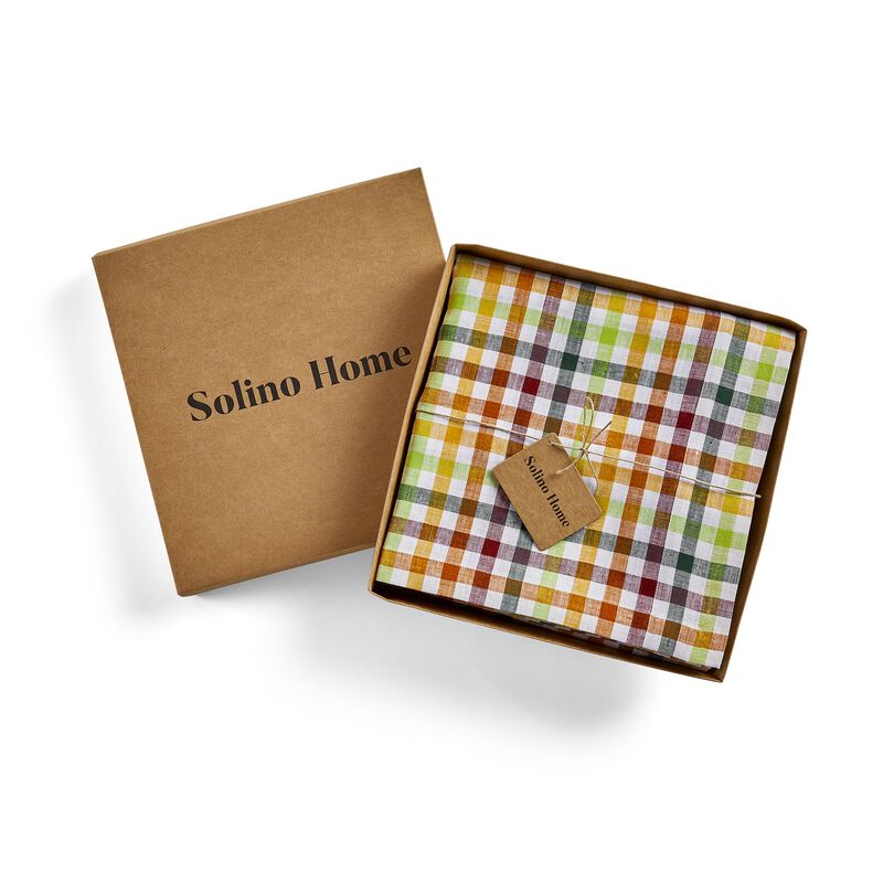 Solino Home 100% Pure Linen Tablecloth | Gingham Check for Spring and Easter