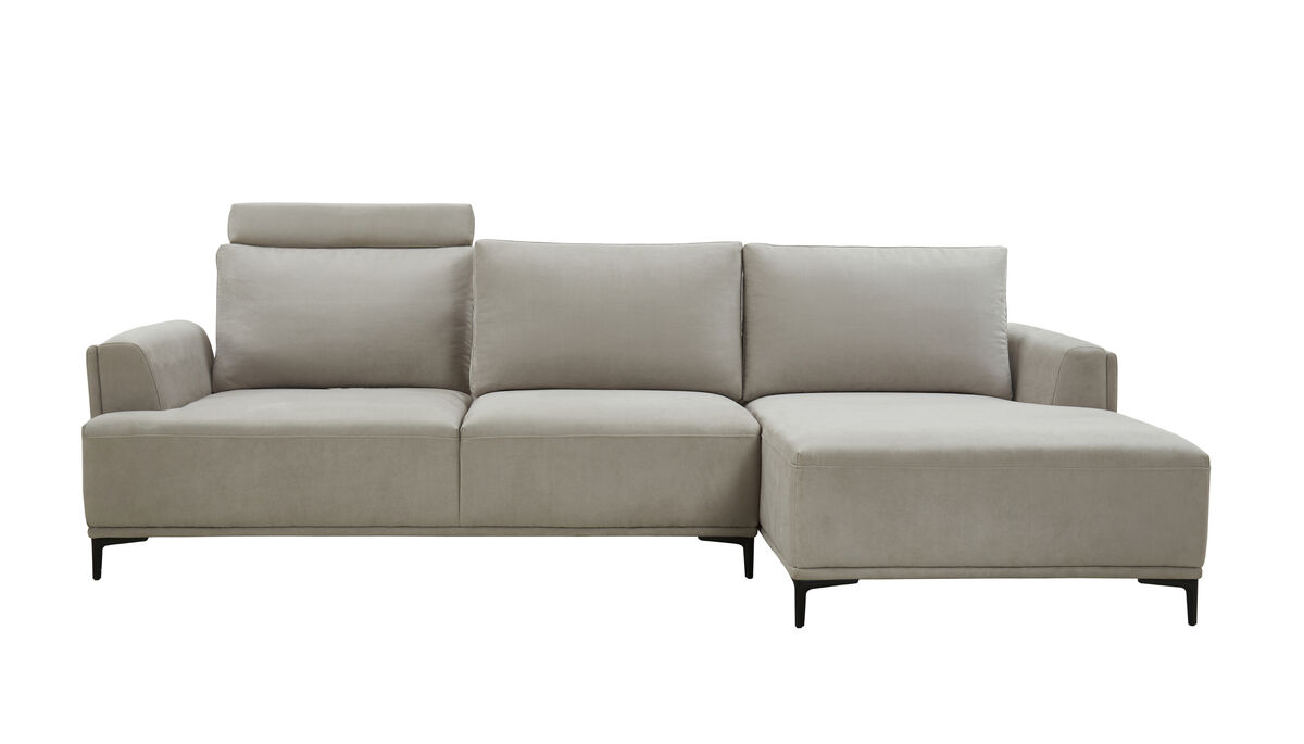Pasargad Home Modern Lucca Sectional Sofa with Push Back Functional, Right Facing Chaise, Beige