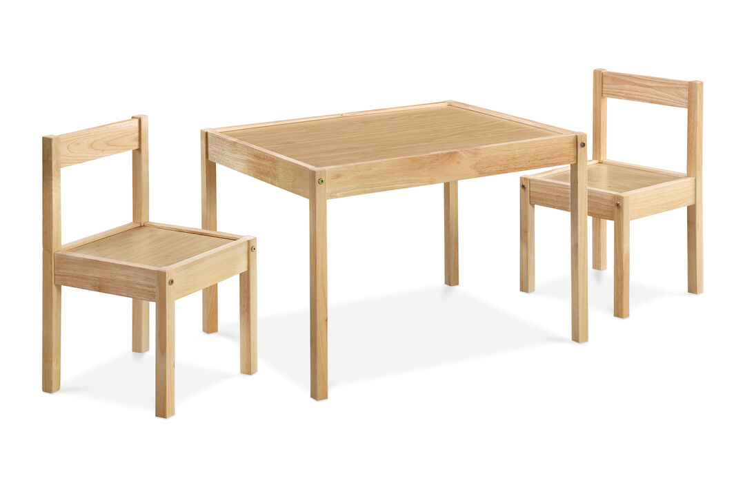 Della 3-Piece Solid Wood Kids Table & Chair Set, White