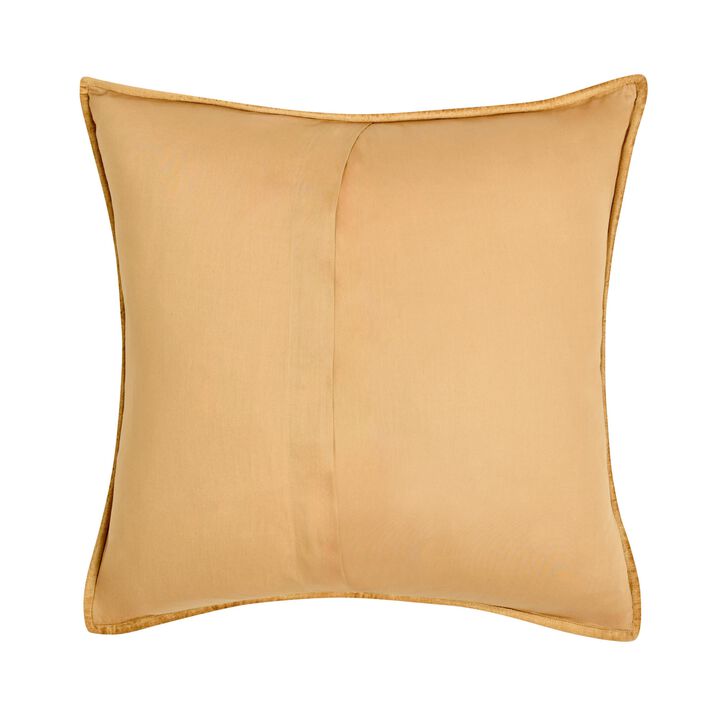 Romie Square Euro Pillow Sham, Honey Gold Rayon Velvet, Cotton 26 Inch - Benzara