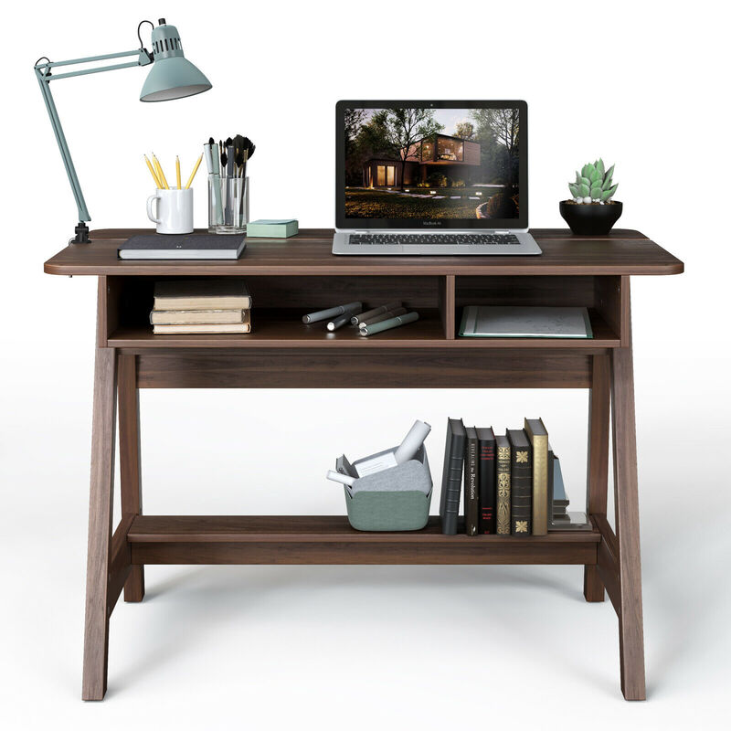 Costway Computer Desk Home Office Writing Workstation w/ Flip Top Compartment