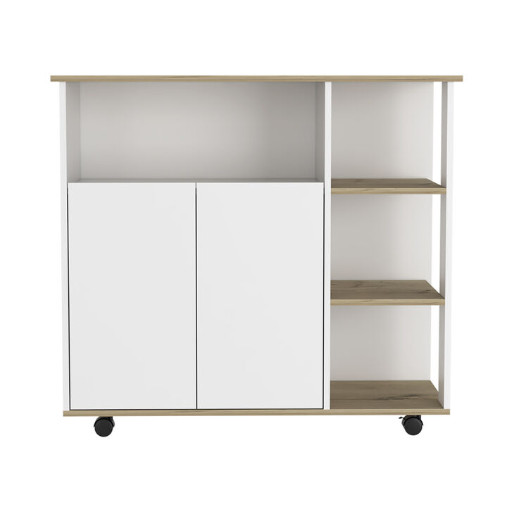 Streamdale Paprika Kitchen Cart with Shelves and Cabinet