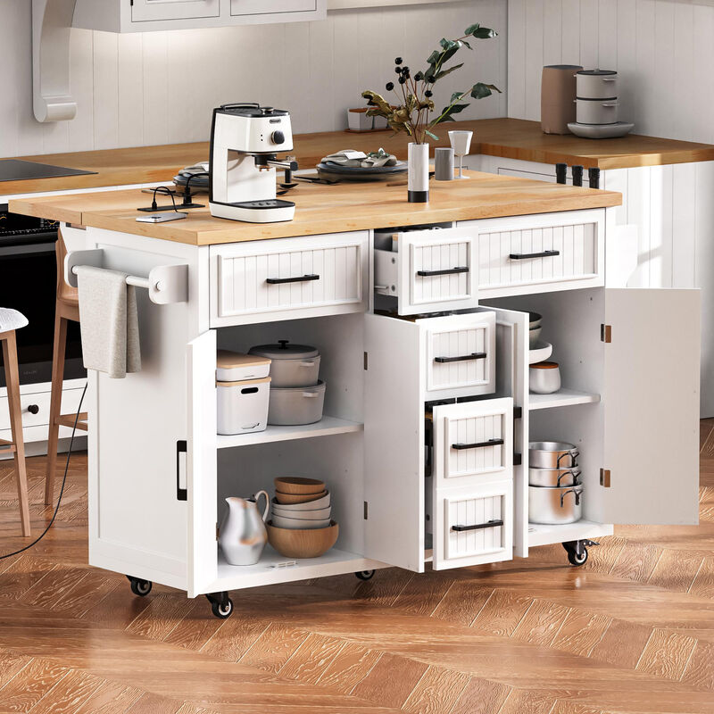 Merax Vertical Stripe Rolling Kitchen Cart on Wheels