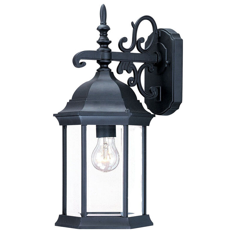 Hivvago Narrow Matte Black Domed Hanging Glass Lantern Wall Light
