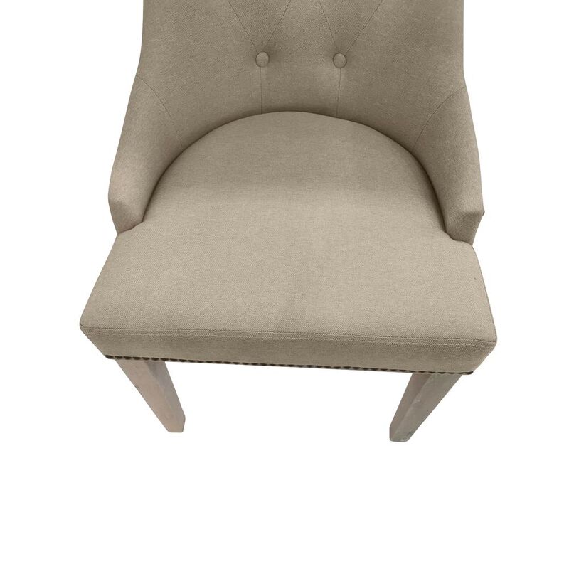 Carolina Living Tufted Back Upholstered Chair - Set of 2 - Natural Driftwood - Linen Upholstery