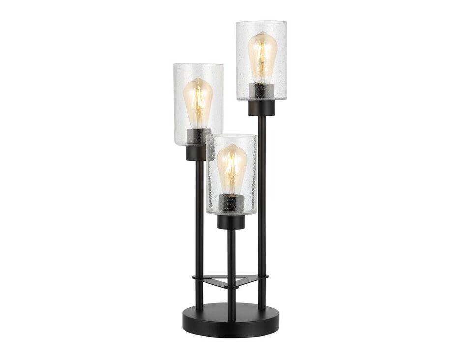 Axel 3-Light Iron/Seeded Glass Modern Industrial LED Table Lamp
