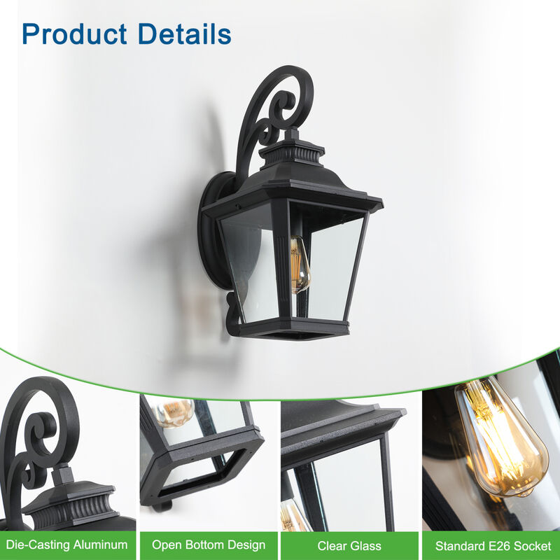 Large Outdoor Wall Sconce Lights With Clear Glass