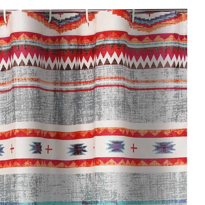 Pimi 72 x 72 Inch Shower Curtains, Soft Microfiber Southwest Boho Style - Benzara