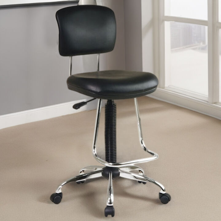 Hivvago Chrome Finish Drafting Chair with Teardrop Chrome Footrest