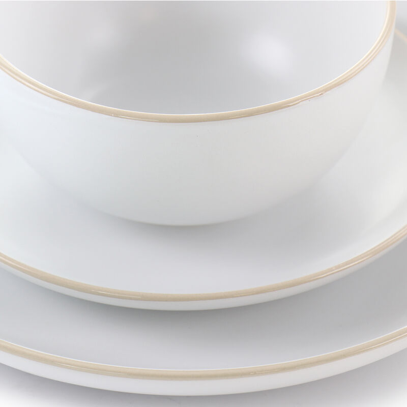 Gibson Home Rockaway 12 Piece Stoneware Dinnerware Set in White