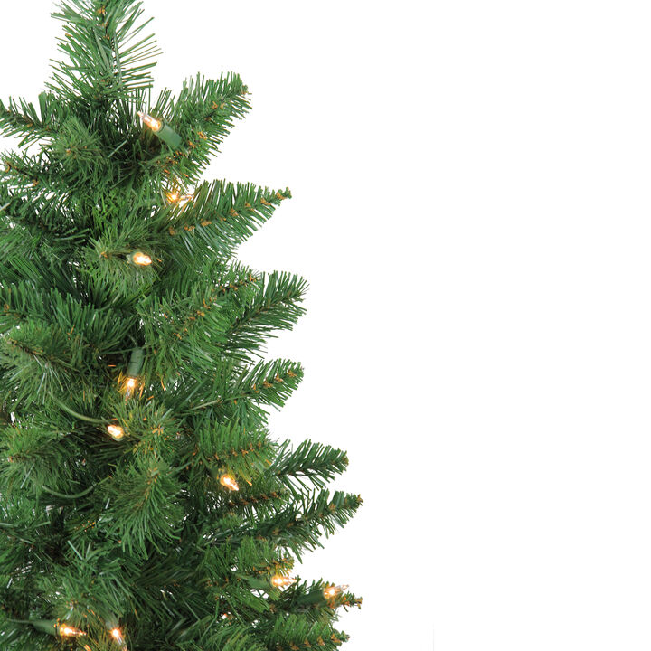 Set of 2 Pre-Lit Whitmire Pine Potted Artificial Christmas Trees 4' - Clear Lights