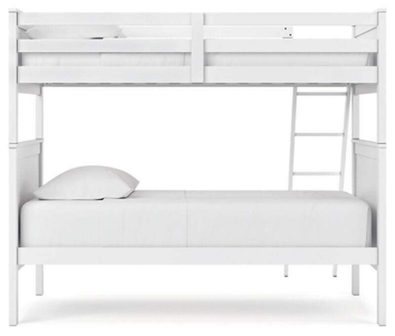 Nextonfort Twin Over Twin Bunk Bed in White