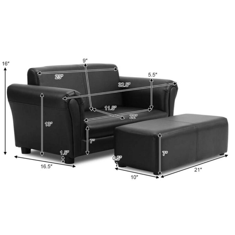 Hivvago Soft Kids Double Sofa with Ottoman
