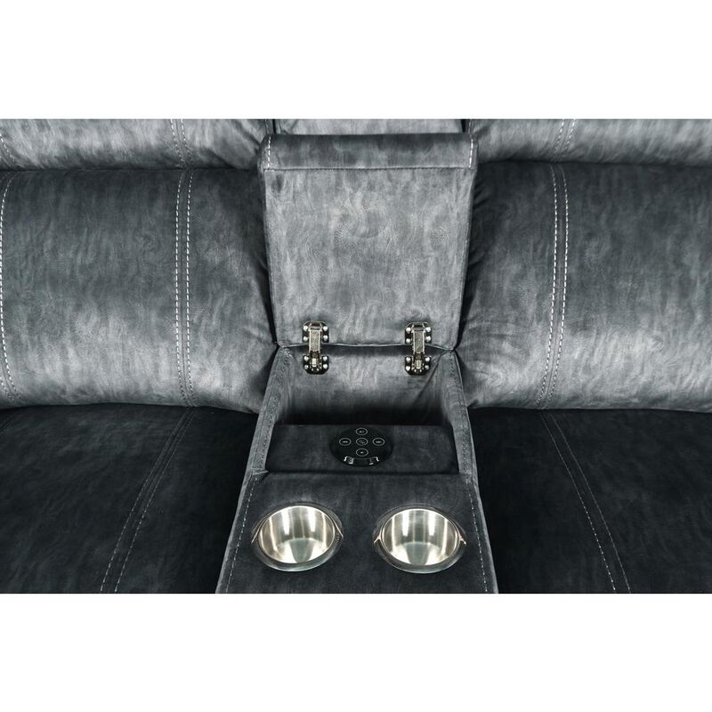 New Classic Furniture Furniture Tango Polyester Console Loveseat  Speaker in Shadow Gray
