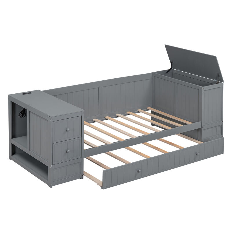 Merax Daybed Bed with Trundle and Charging Station