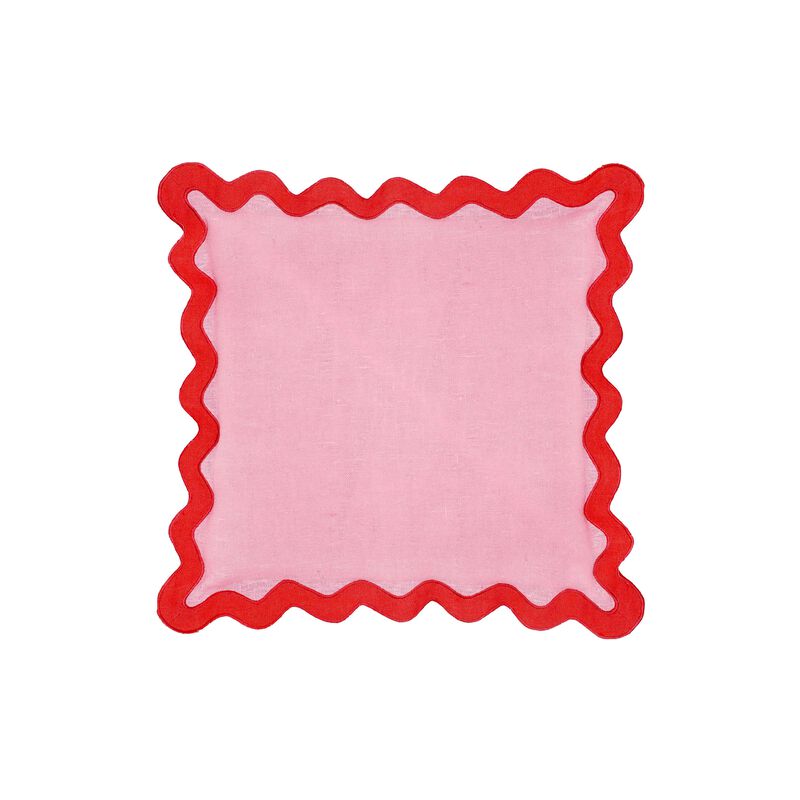 Scalloped Edge Magenta and Pink Cotton Velvet Throw Pillow