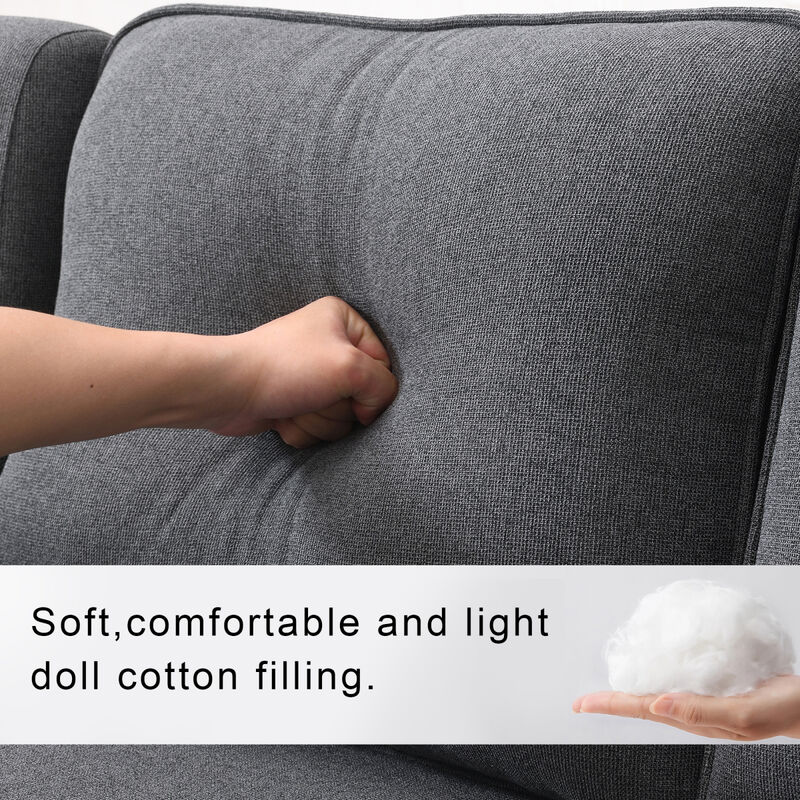 Sofa With Armrest Pockets And 4 Pillows, Minimalist Style