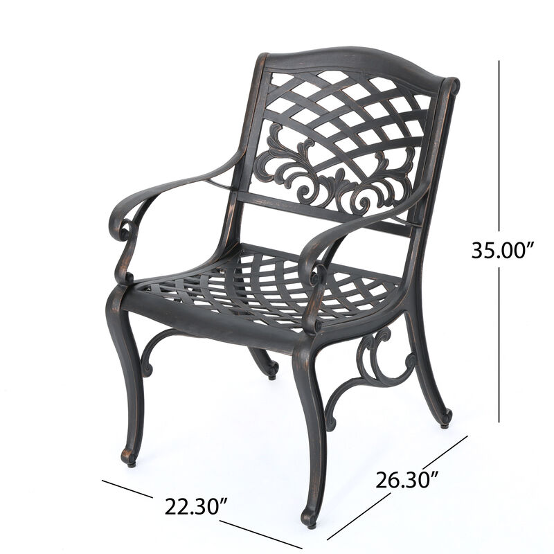 Elegant Ornate Dining Chairs with Cast Aluminum Frame