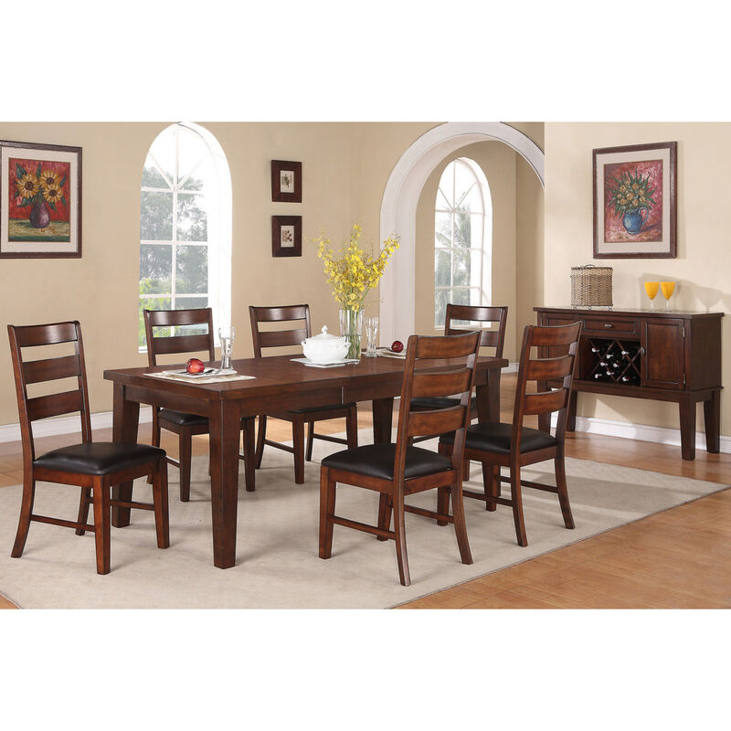 Antique Walnut Finish Solid Wood Set Of 2 Piece Chairs Dining Chair Ladder Back Cushion Seats