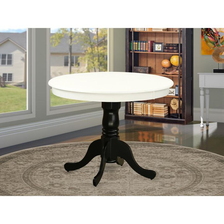 East West Furniture Dining Table Linen White & Black, ANT-LBK-TP