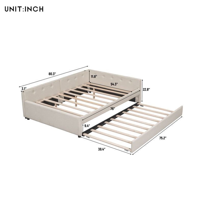 Merax Upholstered Platform Bed with USB and Trundle