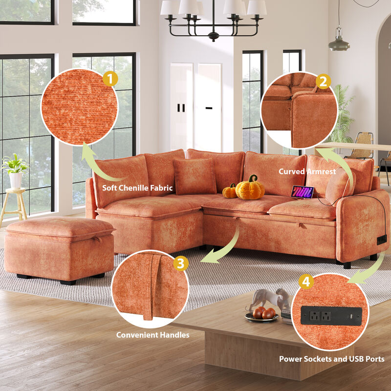 Merax L-shape Convertible Sofa Bed Sectional Sofa