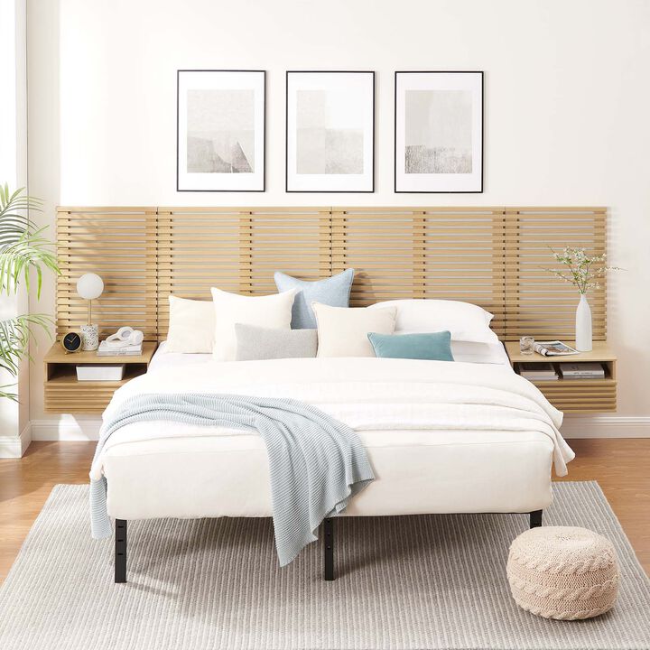 Modway - Render Wall Mount King Headboard and Modern Nightstands