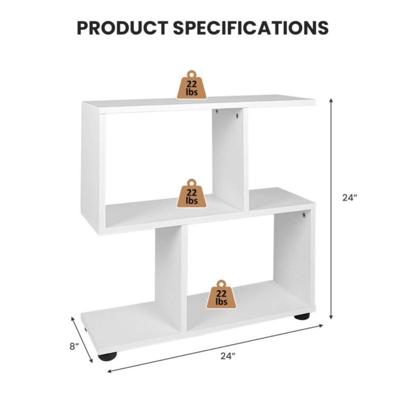Hivvago 24 Inch 3-Tier Geometric Bookshelf with Thick Foot Pads