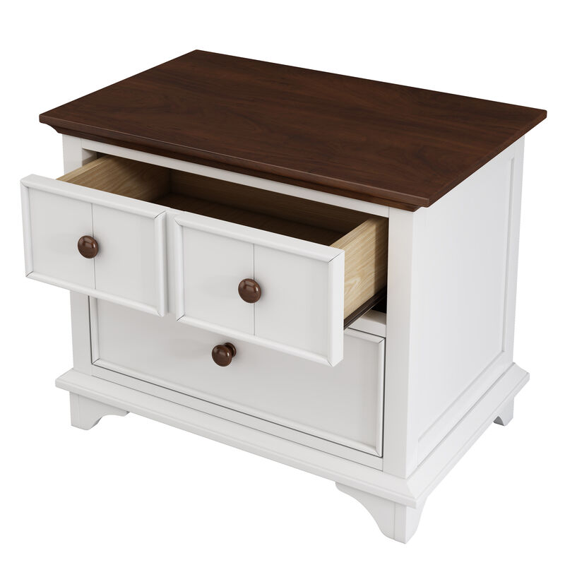 Merax Retro Wood Nightstand with 2 Drawers