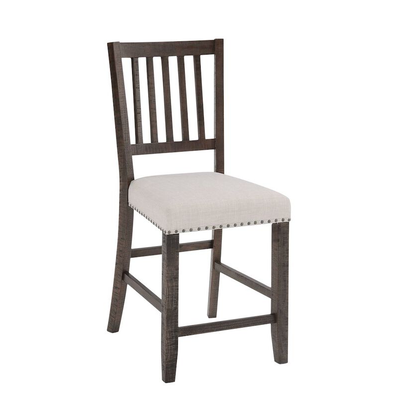 Jofran Willow Creek Distressed Slatback Upholstered Counter Stool (Set of 2)
