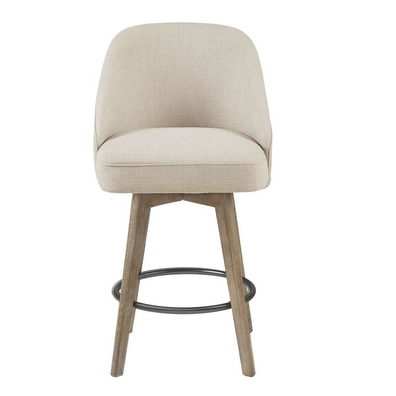Starlight Canyon Home Beige Swivel Counter Stools with Solid Wood Frame for Kitchen or Bar Use