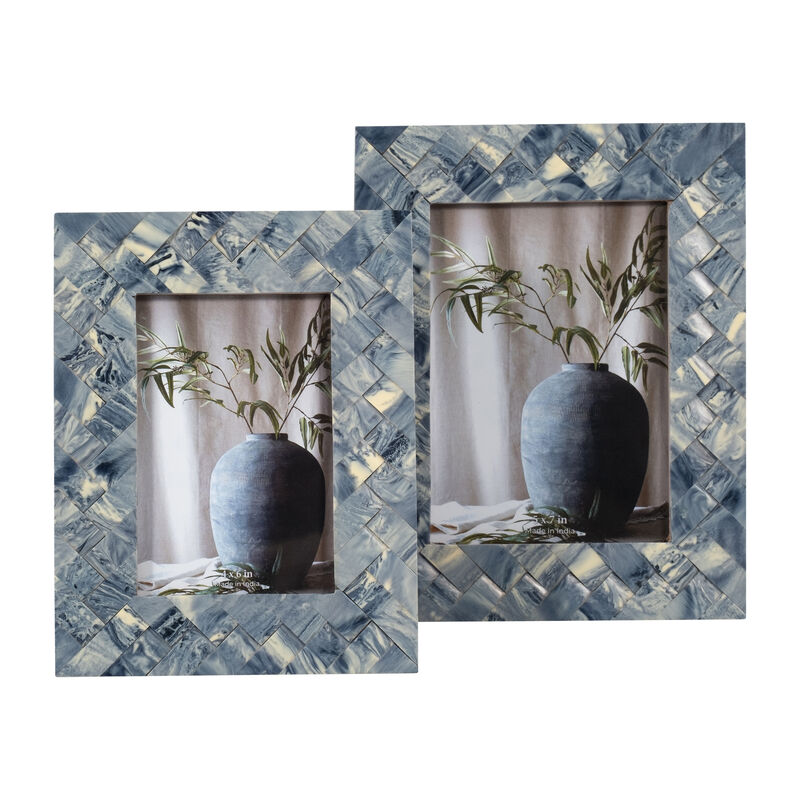 5"x7" Blu/Ivry Woven Photo Frm