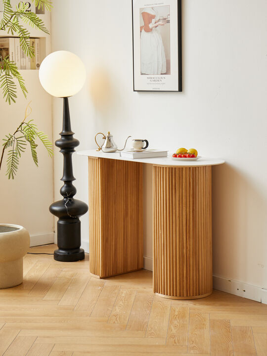 Scandinavian Wooden Console Table with Storage