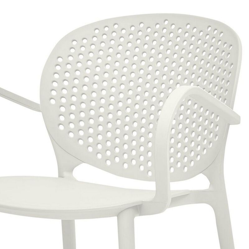 Feni 22 Inch Side Dining Armchair Set of 4, Indoor Outdoor, White Finish - Benzara