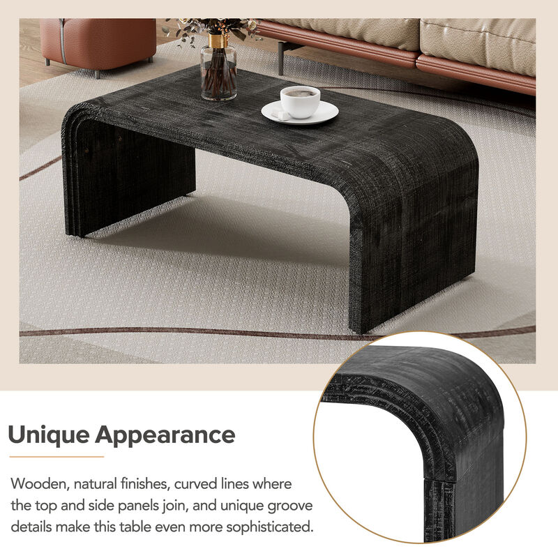 Merax Minimalist Coffee Table with Curved Edge